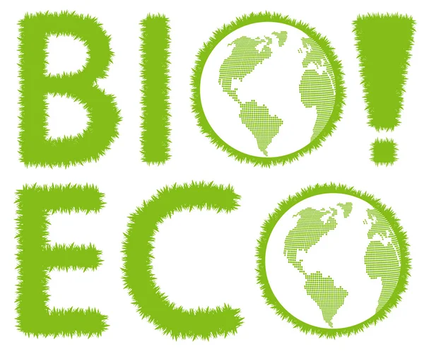 Öko- und Bio-Etiketten aus Gras für biologische, frische und gesunde Lebensmittel — Stockvektor