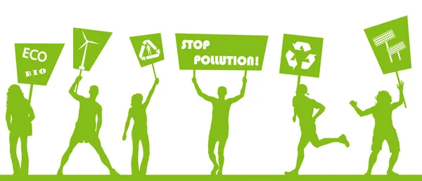 緑の抗議、ピケットの汚染から。生態学の世界概念ベクトル — ストックベクタ