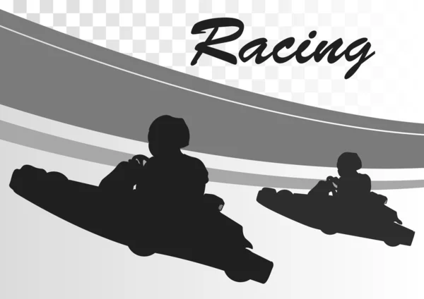 Go cart drivers race track landscape background illustration — Stock Vector