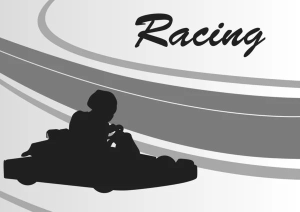 Go cart sürücüleri yarış parça manzara arka plan illüstrasyon — Stok Vektör