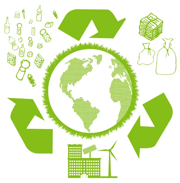 Recycler les ordures ronde fond vectoriel — Image vectorielle