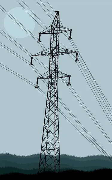 高電圧塔と線の背景ベクトル — ストックベクタ