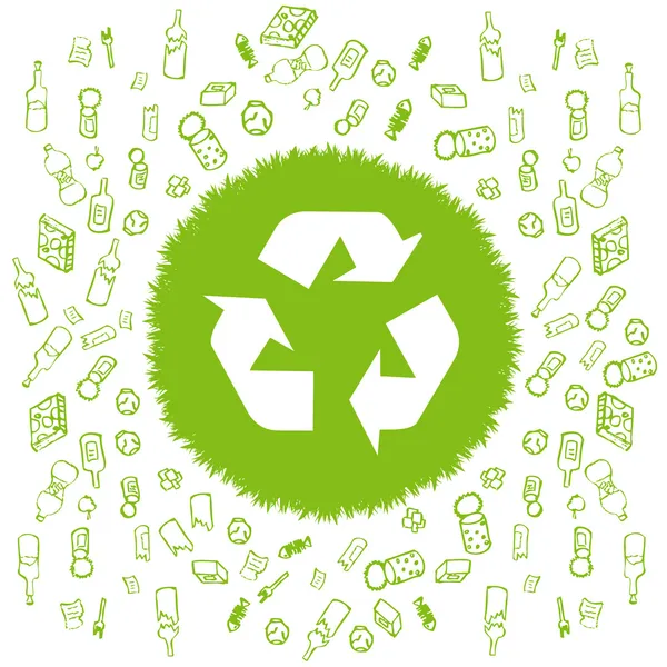 Reciclar lixo fundo vetor redondo — Vetor de Stock