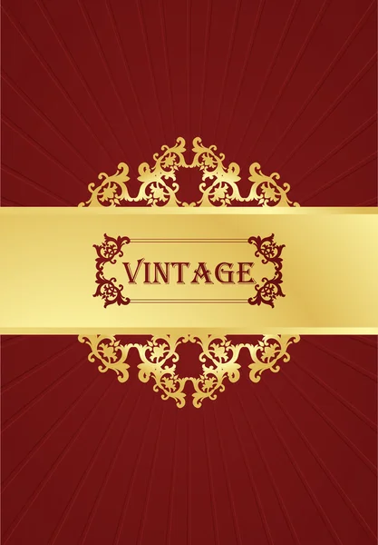 Fundo vintage com vetor de elementos vermelhos e dourados — Vetor de Stock