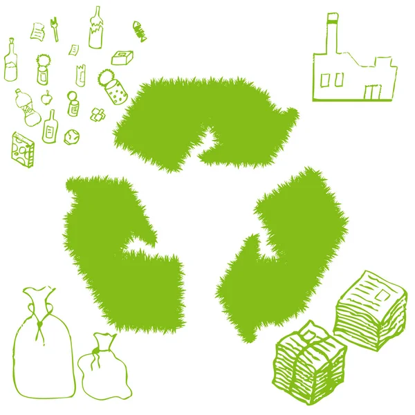 Recycling Müll runden Vektor Hintergrund — Stockvektor