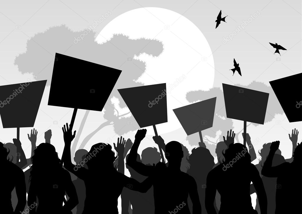 Demonstration against nuclear power plant vector background