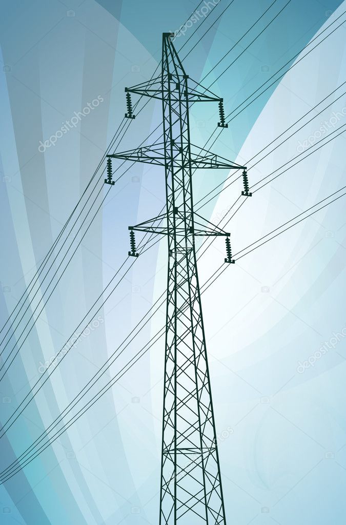 High voltage tower and line background vector