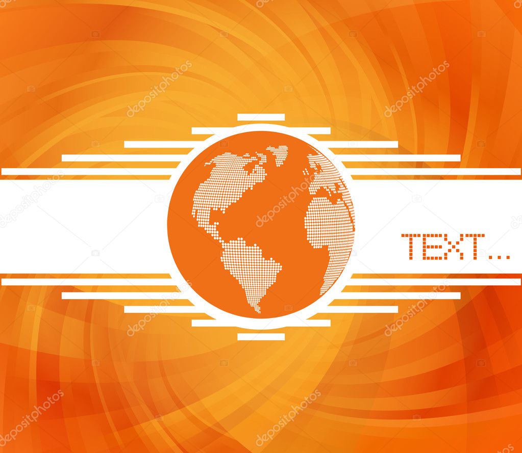 Orange globe concept vector background with map