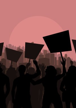 Protesters crowd landscape background illustration clipart