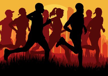 Marathon runners vector clipart