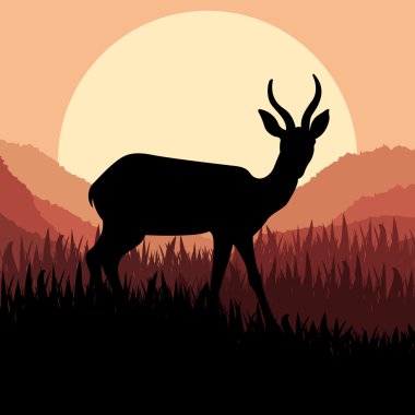 vahşi doğa manzara çizimde antilop