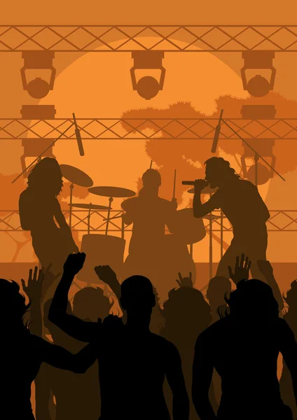 Rock concert landscape background illustration — Stock Vector