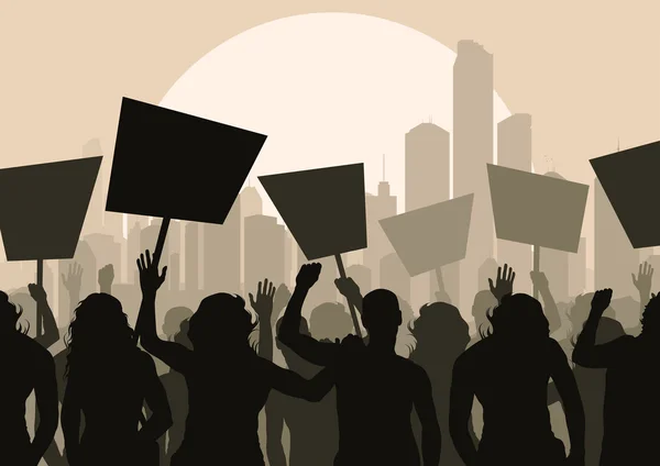 Protesters crowd landscape background illustration — Stock Vector