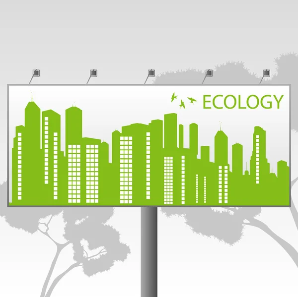 Green Eco city ecology vector background concept on billboard banner — Stock Vector