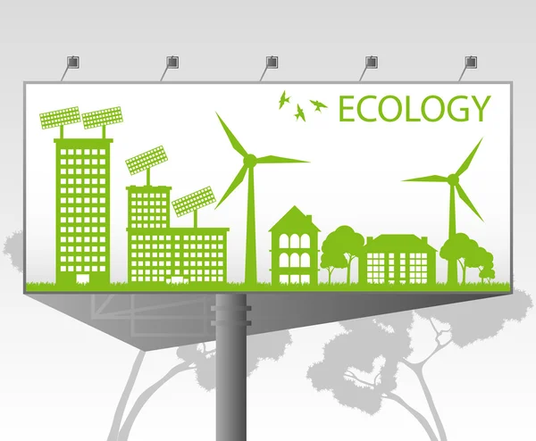 Yeşil Eko şehir ekoloji vektör arka plan kavramı billboard afiş — Stok Vektör