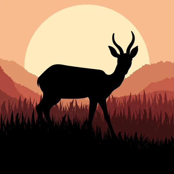 Antelope in wilde natuur landschap illustratie — Stockvector