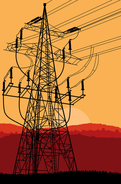 Высоковольтная башня и вектор фона
