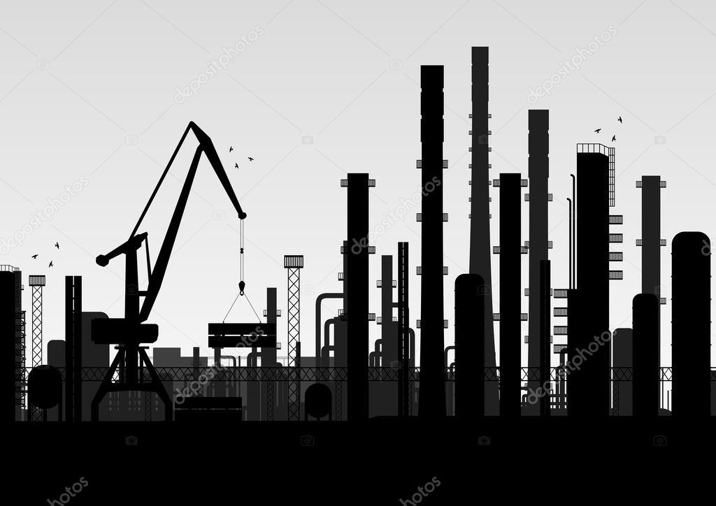 Industrial factory landscape background illustration