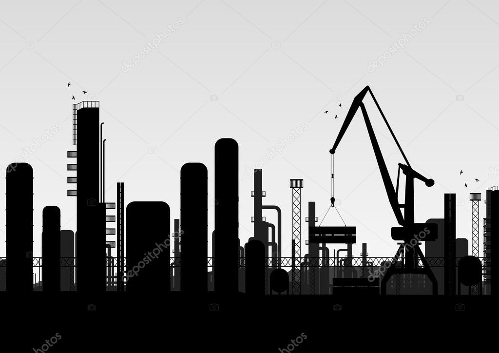 Industrial factory landscape background illustration