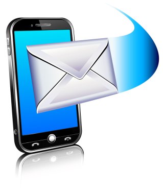 3D Send a letter icon - mobile phone clipart