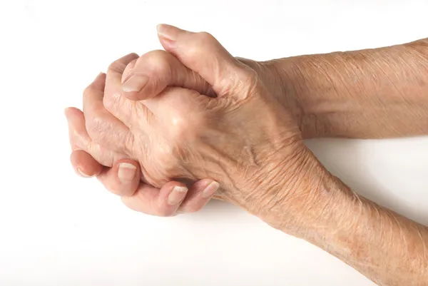 Vecchie signore mani strette — Foto Stock