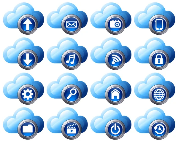 Icone del cloud computing — Vettoriale Stock