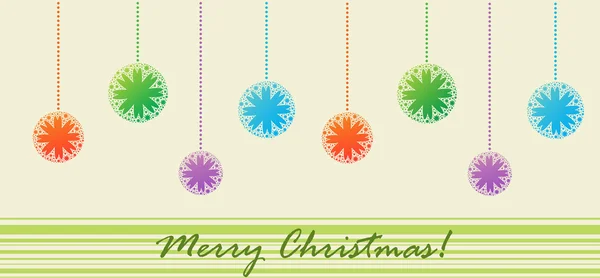 Postkarte mit Weihnachtskugeln (frohe Weihnachten) — Stockvektor
