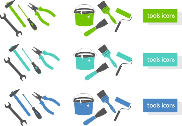 Conjunto de iconos de herramientas (tres colores ) — Archivo Imágenes Vectoriales