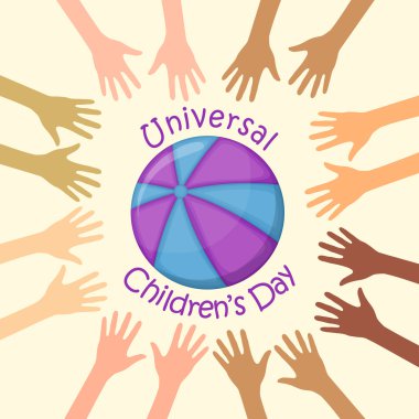 Color hands around the ball, universal children's day clipart
