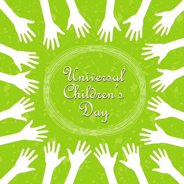 Mãos em volta do texto, dia de crianças universal —  Vetores de Stock
