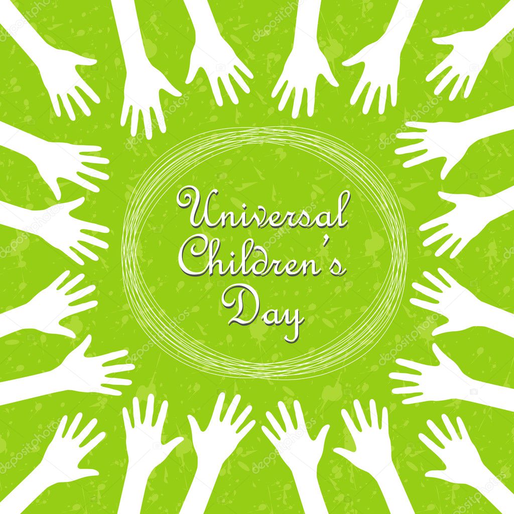 Hands around the text, universal children's day