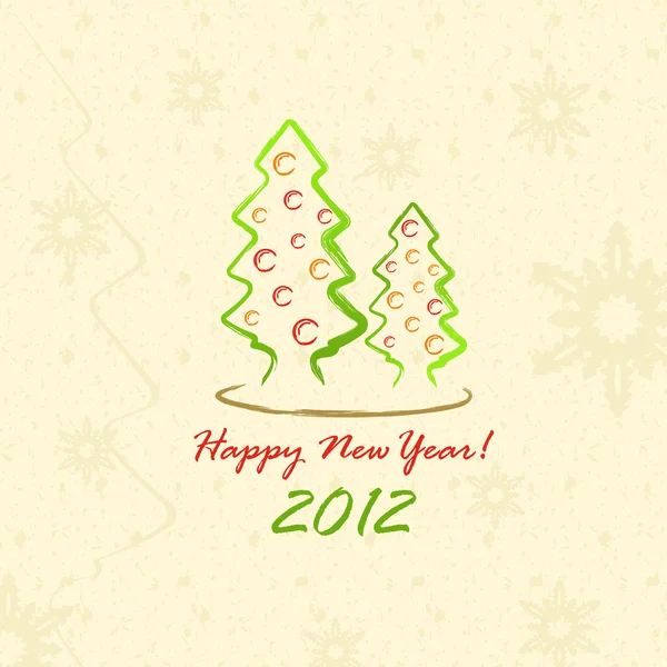 Boże Narodzenie drzew 2012 (pocztówka w styl szkic) — Wektor stockowy