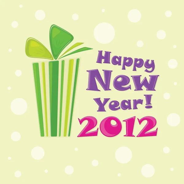 Cadeau vert, carte postale Bonne année 2012 — Image vectorielle