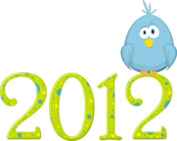 Pájaro azul en los dígitos 2012, ilustración vectorial Ilustración De Stock