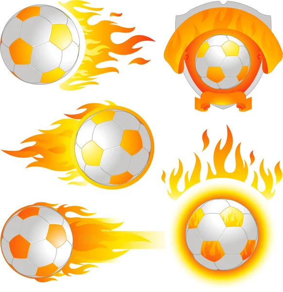 Oheň emblem fotbalový míč — Stockový vektor