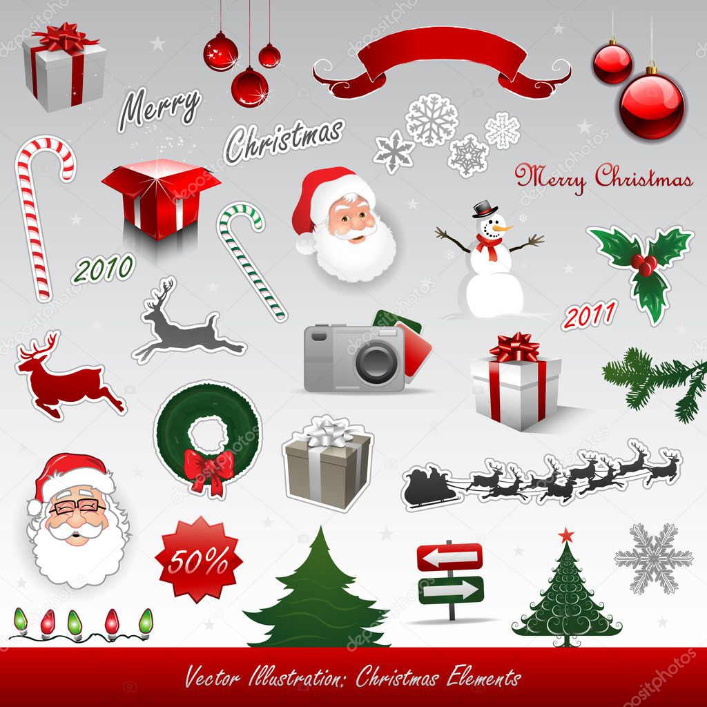 Christmas design elements — Stock Vector © hugolacasse #7371107