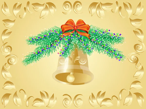圣诞贺卡手铃的树枝上 — 图库矢量图片