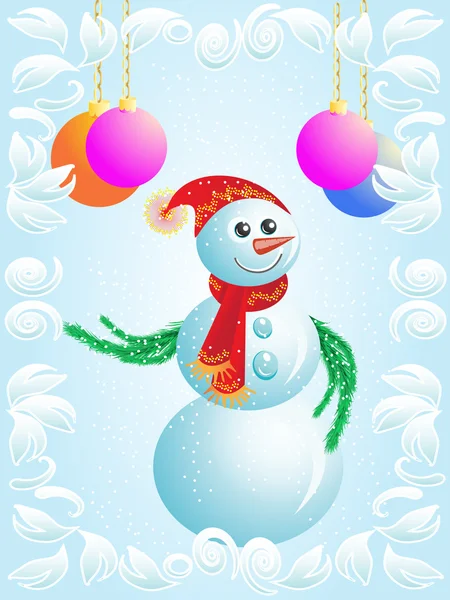 Julkort snögubbe — Stockfoto