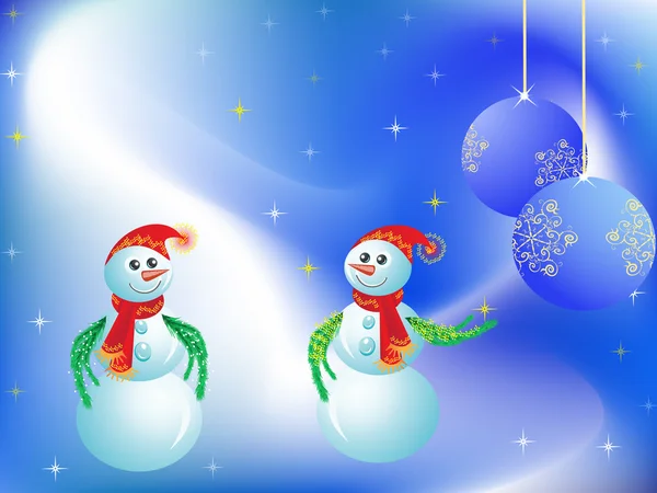 Carte vectorielle de Noël bonhommes de neige — Image vectorielle