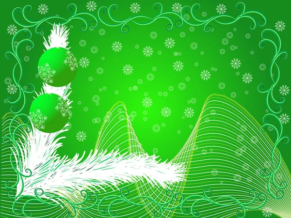 Vector Christmas illustration white fur-tree branches - Stok Vektor