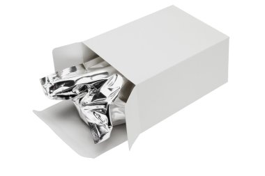 Aluminum foil bag in paper box clipart