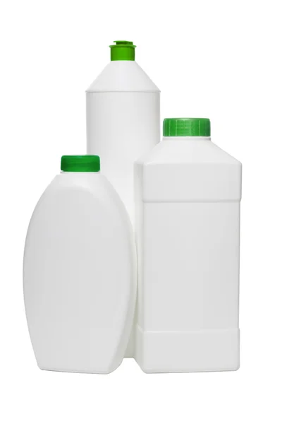 Πλαστικά μπουκάλια για οικιακά προϊόντα καθαρισμού — Φωτογραφία Αρχείου