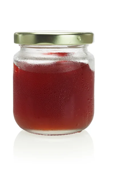 Cold and moist jar of mixed fruit jam — Stockfoto
