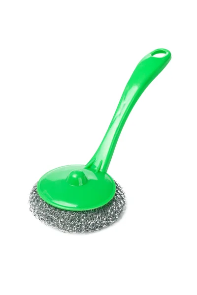 Wire scourer with green plastic handle — Stockfoto