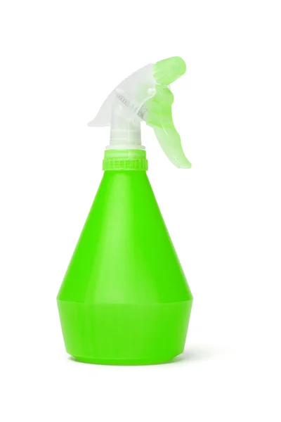 Green plastic spray bottle — Stok fotoğraf
