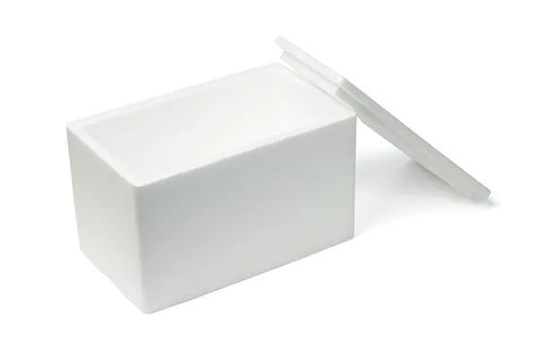 Boîte de rangement ouverte en polystyrène — Photo
