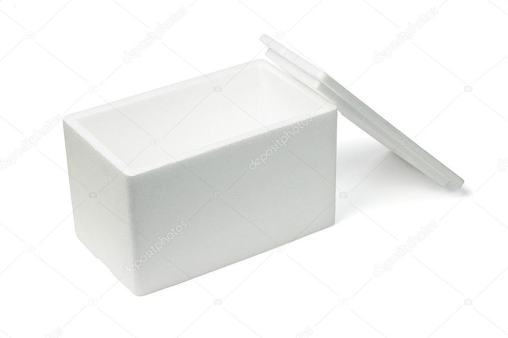 Open Styrofoam storage box