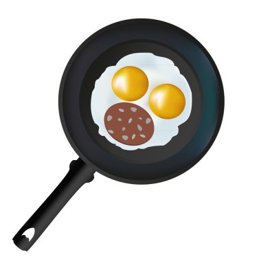 Senin tasarımı için bir tavada omlet. vectorllstration