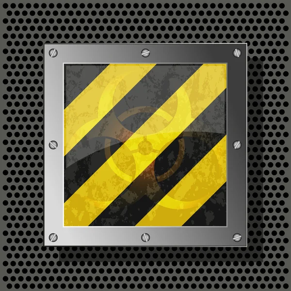 Símbolo de peligro biológico en la placa metálica para su diseño. Ilustración vectorial — Vector de stock