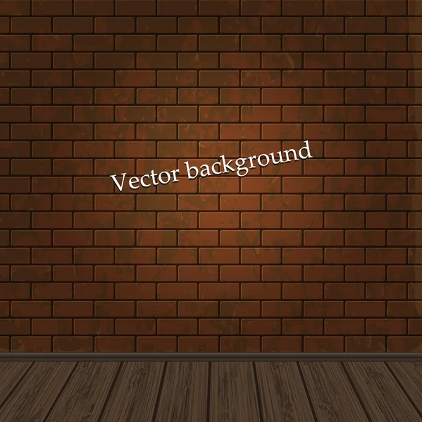 Tegelvägg med trägolv för din design. vektor illustration — Stock vektor